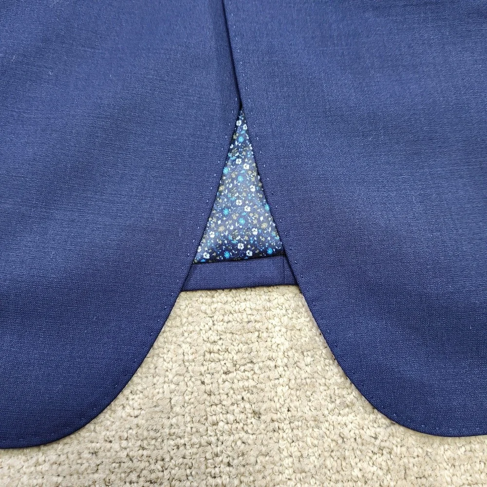 Paul Frederick Blazer Men 44S Blue Traveler Wool Stretch Modern Floral Lined